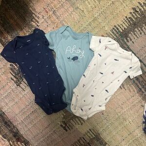 NWOT Nautical Themed baby One Pieces Set - Blue, Light Blue, White